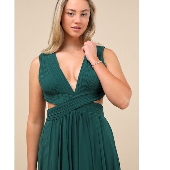 Lulu's Vivid Imagination Emerald Green Cutout Maxi Dress Size XL New NWT - Picture 3 of 12